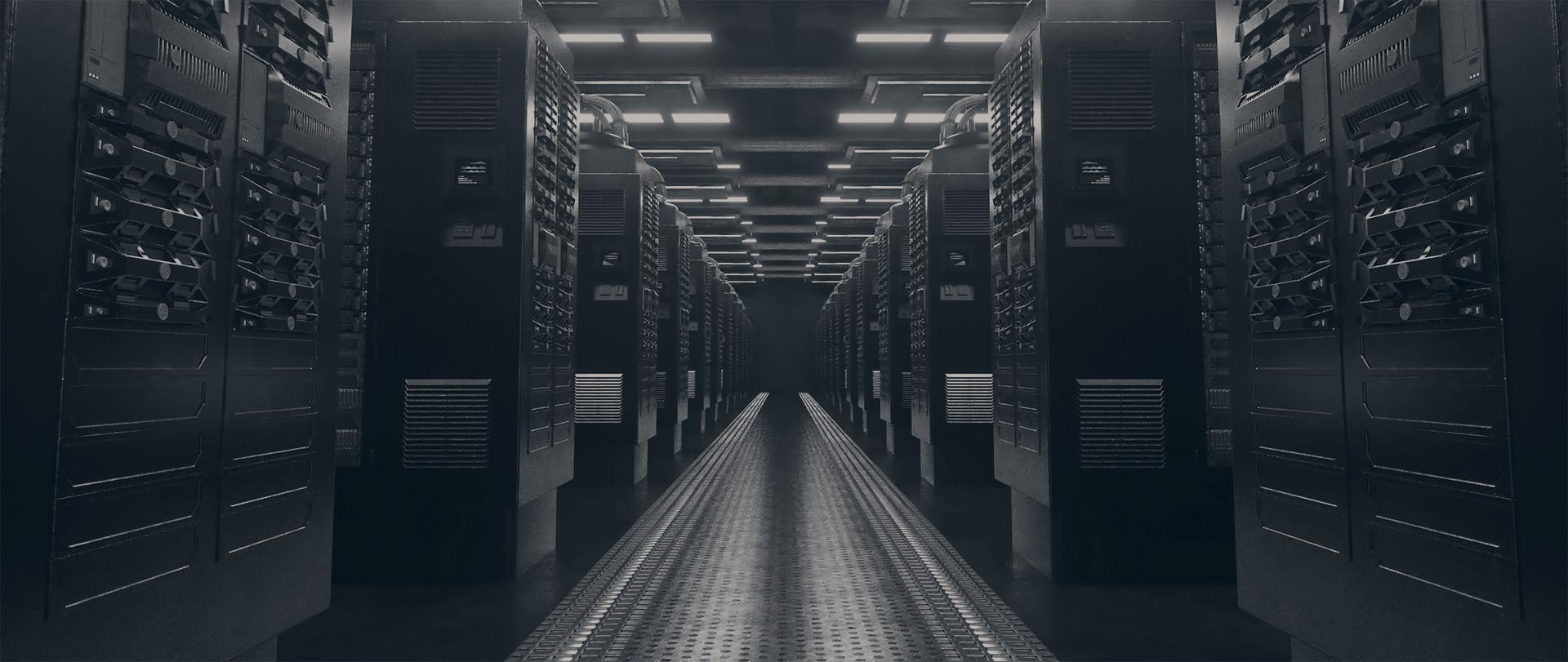 3d render Digital server grunge room background