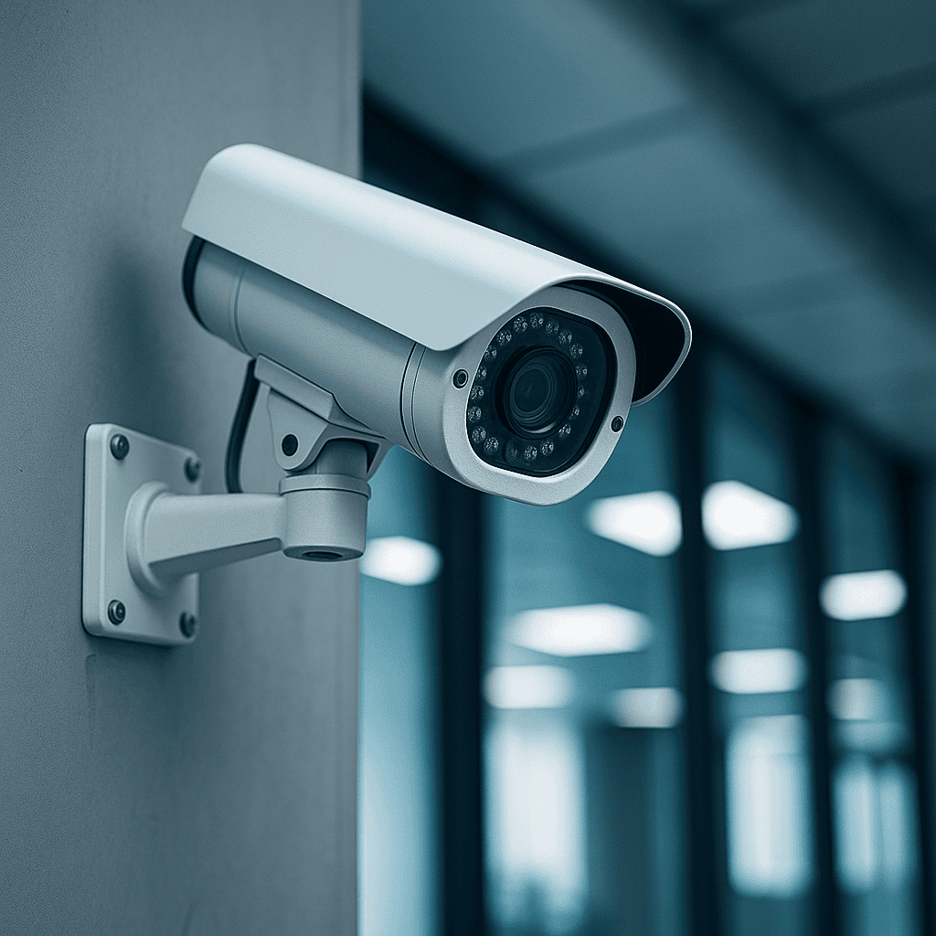 Professional CCTV security camera system with surveillance monitoring for business security