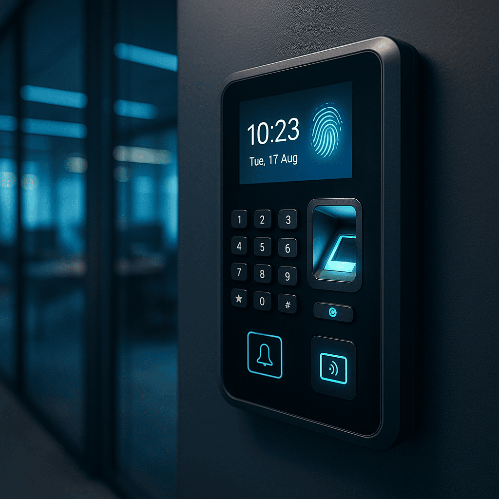 Modern biometric time attendance system and employee management technology for workforce tracking